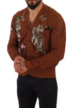 Brown Leopard Butterfly Cardigan Sweater Dolce & Gabbana