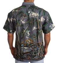 Gray Linen Tropical Print Collared Shirt Dolce & Gabbana