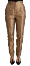 Gold Silk Tapered Trouser Metallic Pants Dolce & Gabbana