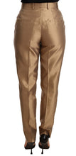 Gold Silk Tapered Trouser Metallic Pants Dolce & Gabbana