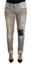 Gray Cotton Slim Fit Folded Hem Women Denim Pant Acht