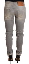 Gray Cotton Slim Fit Folded Hem Women Denim Pant Acht