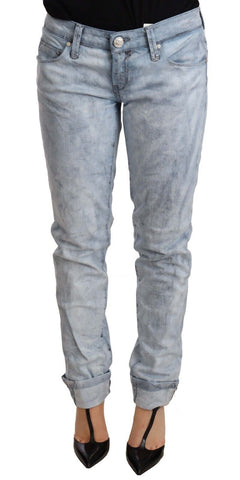 Light Blue Washed Cotton Folded Hem Denim Trouser Acht