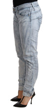 Light Blue Washed Cotton Folded Hem Denim Trouser Acht
