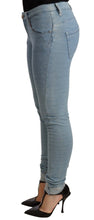 Blue Cotton Stretch Hem Slim Fit Women Denim Trouser Acht
