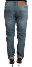Blue Washed Cotton Folded Hem Women Trouser Acht