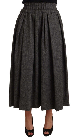 Gray Wool High Waist A-line PIECE Skirt Dolce & Gabbana