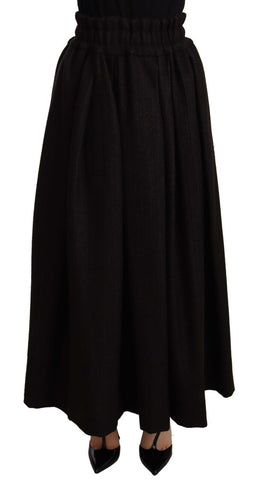 Black Wool High Waist Maxi PIECE Skirt Dolce & Gabbana