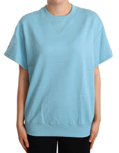 Blue Cotton Short Sleeves Crew Neck Top Dolce & Gabbana