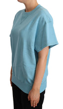 Blue Cotton Short Sleeves Crew Neck Top Dolce & Gabbana