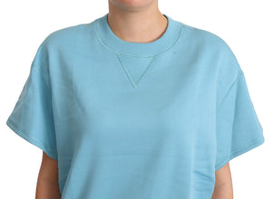 Blue Cotton Short Sleeves Crew Neck Top Dolce & Gabbana