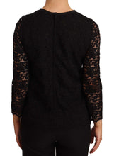 Black Floral Lace Nylon Blouse Top Dolce & Gabbana