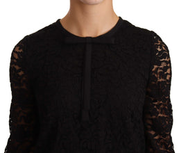 Black Floral Lace Nylon Blouse Top Dolce & Gabbana