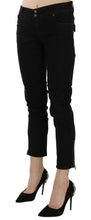 Black Mid Waist Cropped Cut Hem Denim Casual Pants John Galliano
