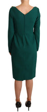 Green Stretch Crepe Crystal Midi Dress Dolce & Gabbana
