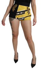 Yellow Black Cotton Jewelled Hot Pants Shorts Dolce & Gabbana