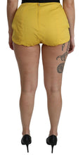 Yellow Black Cotton Jewelled Hot Pants Shorts Dolce & Gabbana