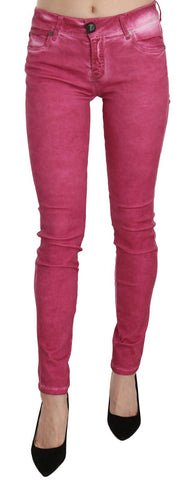 Pink Velvet Mid Waist Skinny Trouser Pants Dolce & Gabbana