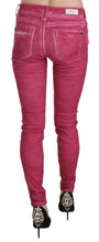 Pink Velvet Mid Waist Skinny Trouser Pants Dolce & Gabbana