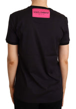 Black Cotton Large Print Top Crewneck T-shirt Dolce & Gabbana