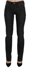 Black Mid Waist Slim Fit Corduroy Denim Casual Pants John Galliano
