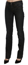 Black Mid Waist Slim Fit Corduroy Denim Casual Pants John Galliano