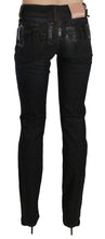 Black Mid Waist Slim Fit Corduroy Denim Casual Pants John Galliano