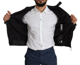 Black Nylon Full Zip Men Bomber Coat Jacket Dolce & Gabbana