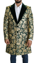 DOLCE & GABBANA Jacket SICILIA Green Gold Jacquard Long Coat Dolce & Gabbana