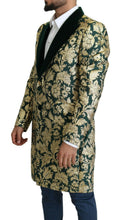 DOLCE & GABBANA Jacket SICILIA Green Gold Jacquard Long Coat Dolce & Gabbana