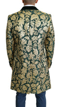 DOLCE & GABBANA Jacket SICILIA Green Gold Jacquard Long Coat Dolce & Gabbana