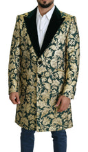 DOLCE & GABBANA Jacket SICILIA Green Gold Jacquard Long Coat Dolce & Gabbana