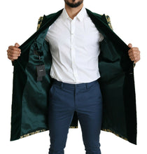 DOLCE & GABBANA Jacket SICILIA Green Gold Jacquard Long Coat Dolce & Gabbana