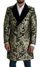 Black Gold Jacquard Long Coat SICILIA Jacket Dolce & Gabbana