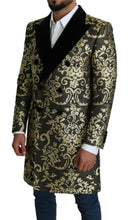 Black Gold Jacquard Long Coat SICILIA Jacket Dolce & Gabbana