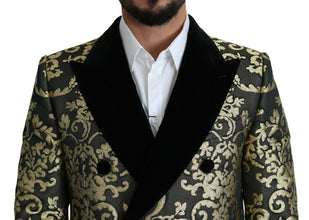 Black Gold Jacquard Long Coat SICILIA Jacket Dolce & Gabbana