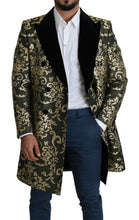 Black Gold Jacquard Long Coat SICILIA Jacket Dolce & Gabbana