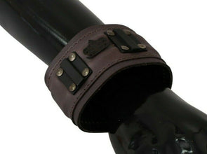 Brown Leather Branded Wide Buckle Closure Bracelet Scervino Street