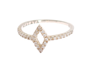 Silver Rhombus Womens Clear CZ 925 Silver Ring Nialaya