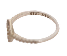 Silver Rhombus Womens Clear CZ 925 Silver Ring Nialaya