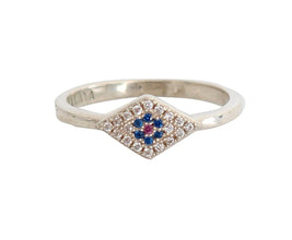 Blue Red CZ 925 Silver Womens Clear Ring Nialaya