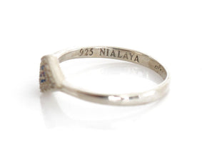 Blue Red CZ 925 Silver Womens Clear Ring Nialaya