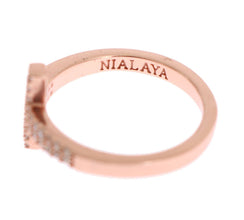 Pink Gold 925 Silver Womens Cross CZ Ring Nialaya