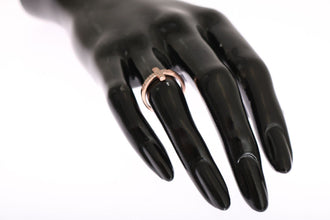 Pink Gold 925 Silver Womens Cross CZ Ring Nialaya