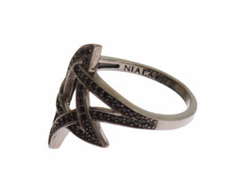Black CZ Rhodium 925 Silver Womens Ring Nialaya