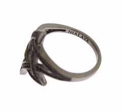 Black CZ Rhodium 925 Silver Womens Ring Nialaya