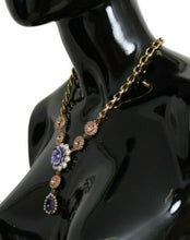 Pink Gold Brass Crystal Purple Pearl Pendants Dolce & Gabbana