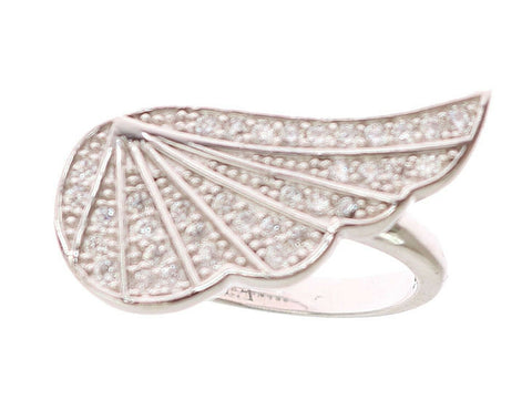 Silver Womens Wing Clear CZ 925 Silver Ring Nialaya