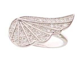 Silver Womens Wing Clear CZ 925 Silver Ring Nialaya