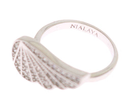 Silver Womens Wing Clear CZ 925 Silver Ring Nialaya